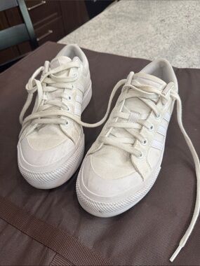 Adidas Canvas Low-Top Sneakers in Off-White